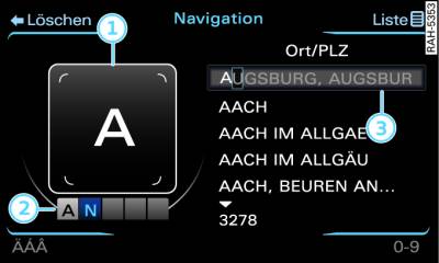 Navigationsziel eingeben